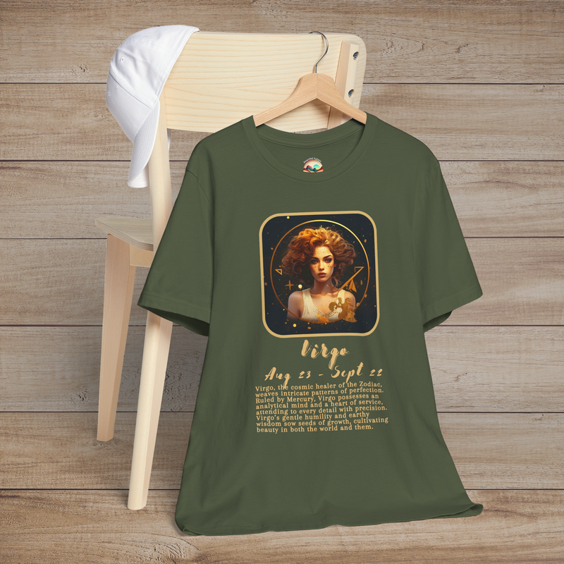 The Virgo Zodiac T-Shirt – Practical & Intelligent Astrology Tee Military Green