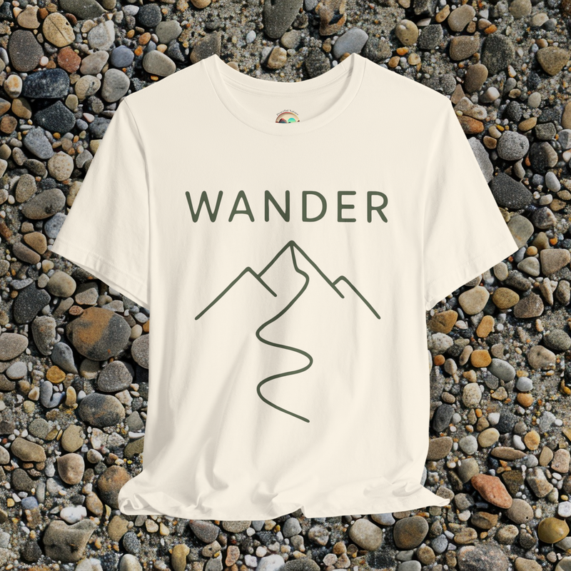 🥾 The Wanderer T-Shirt – Minimalist Mountain Trail Graphic Tee for Nature Lovers Natural
