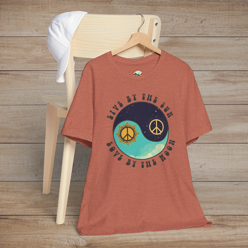 The Yin Yang Sun & Moon T-Shirt - Balance & Peaceful Energy Tee Heather Clay