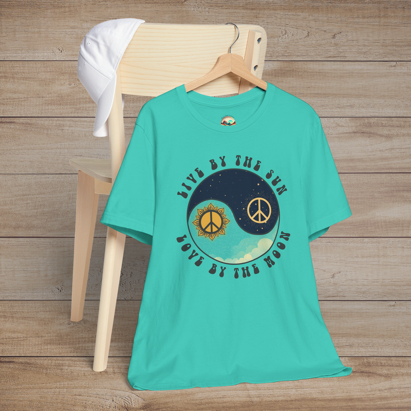 The Yin Yang Sun & Moon T-Shirt - Balance & Peaceful Energy Tee Teal