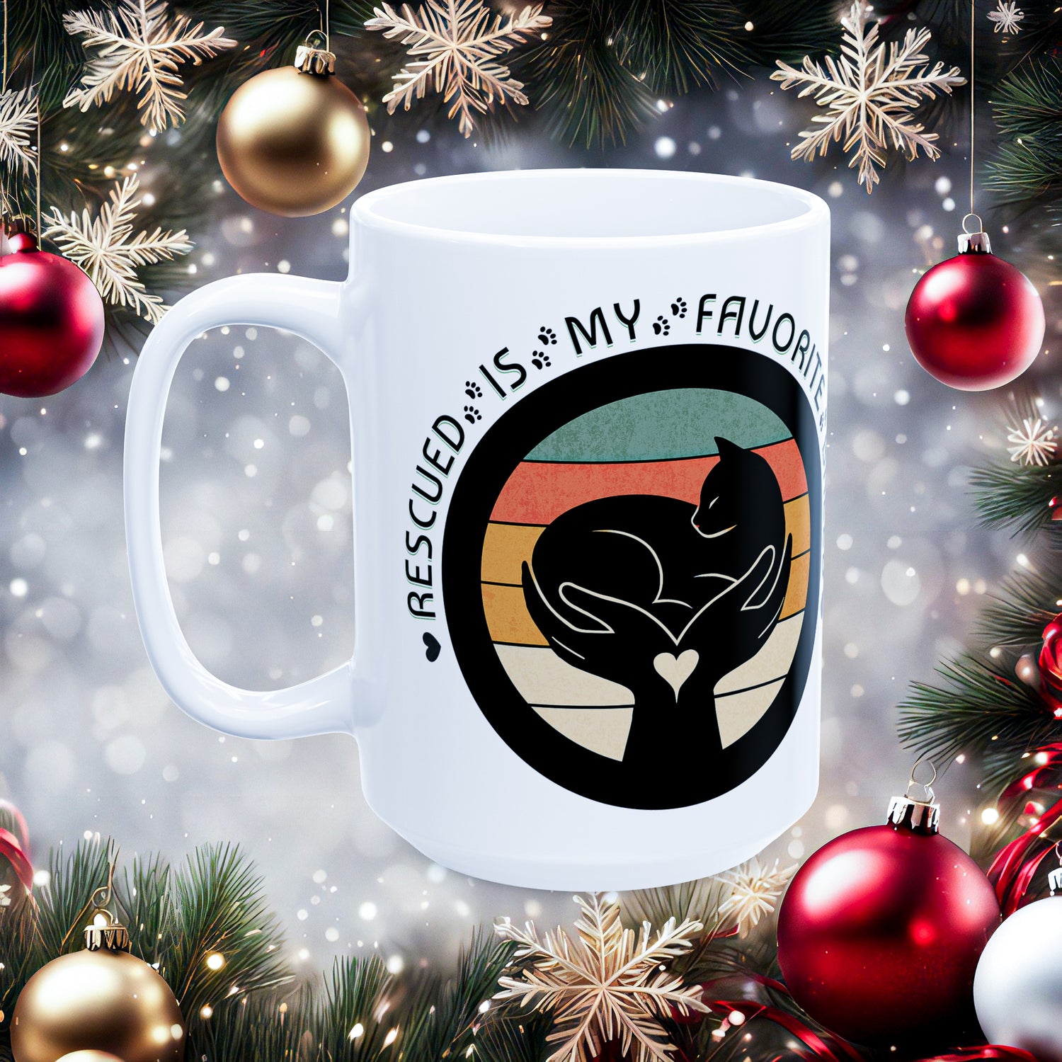Rescued Is My Favorite Breed – Cat Rescue Ceramic Mug (11oz & 15oz) 15oz