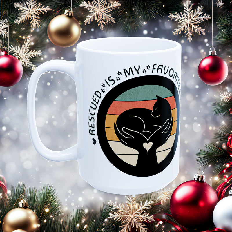 Rescued Is My Favorite Breed – Cat Rescue Ceramic Mug (11oz & 15oz) 15oz