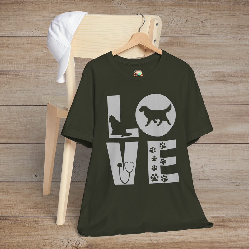 The Animal Love T-Shirt - Perfect for Veterinarians & Vet Techs Dark Olive