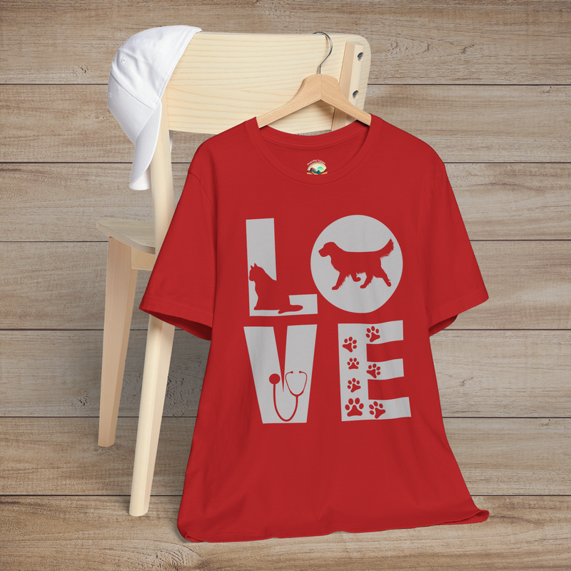 The Animal Love T-Shirt - Perfect for Veterinarians & Vet Techs Red