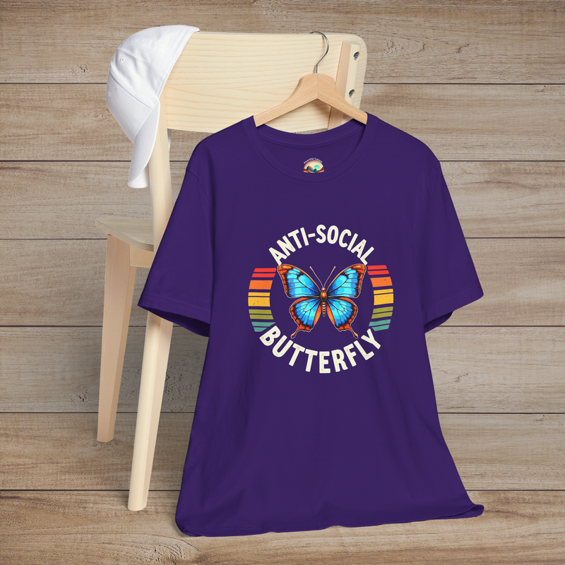 The Anti-Social Butterfly T-Shirt - Funny Introvert & Nature Tee Team Purple