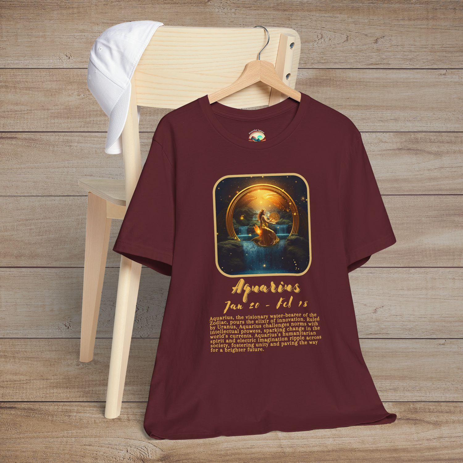 The Aquarius Zodiac T-Shirt - Unique & Visionary Astrology Tee Maroon