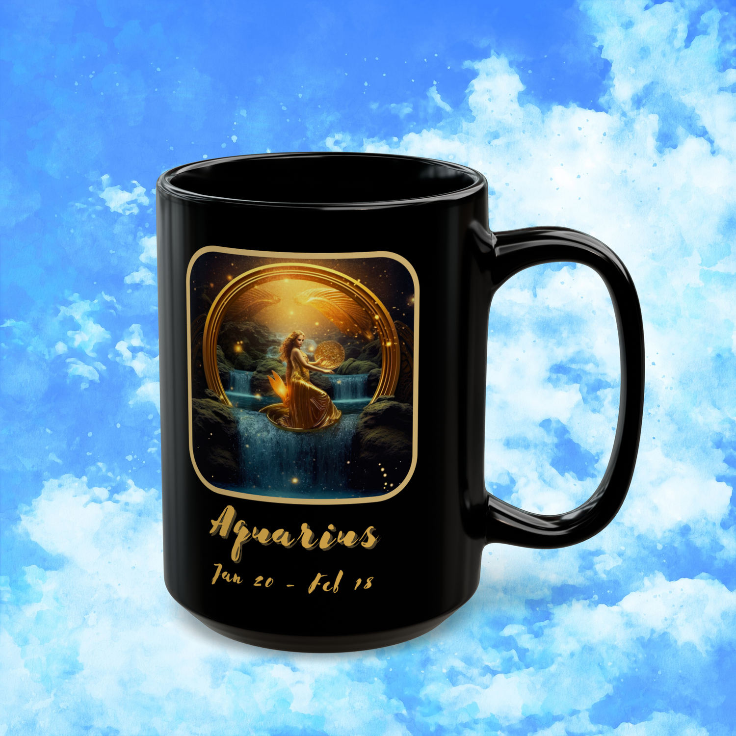 Aquarius Zodiac Astrology Mug 15 oz right view showcasing unique Aquarius vibes and inventive nature