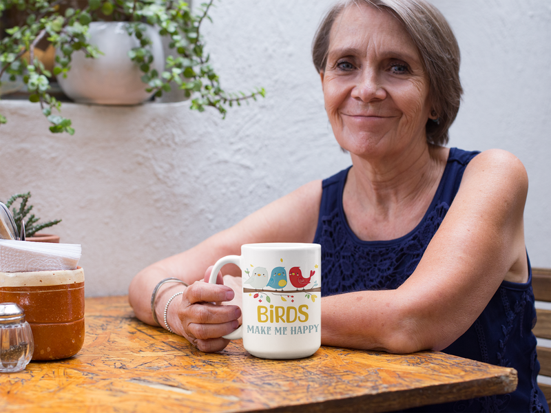 Birds Make Me Happy Mug – Cute & Cheerful Gift for Bird Lovers