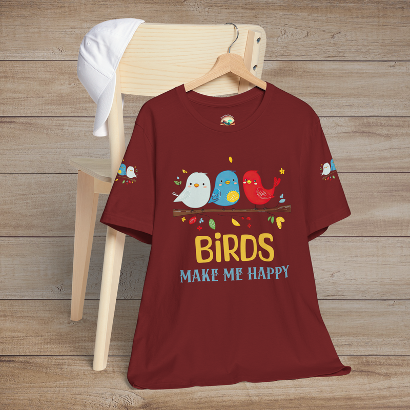 The Birds Make Me Happy T-Shirt – Cute & Cheerful Bird Lover Tee Cardinal