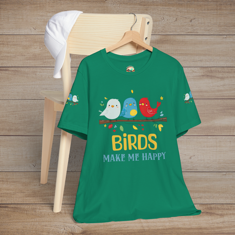 The Birds Make Me Happy T-Shirt – Cute & Cheerful Bird Lover Tee Kelly