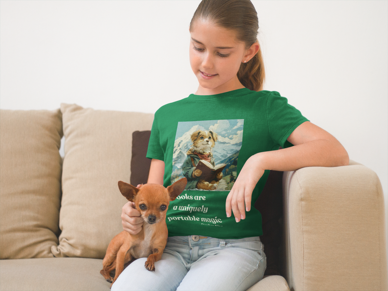 The "Books are a Uniquely Portable Magic" T-Shirt - Dog & Book Lover Tee