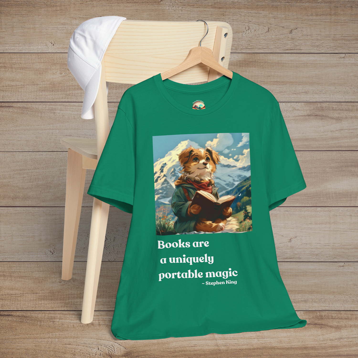 The "Books are a Uniquely Portable Magic" T-Shirt - Dog & Book Lover Tee Kelly