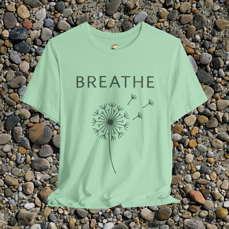 🧘‍♀️ The Breathe T-Shirt – Minimalist Dandelion Design for Calm Seekers Mint