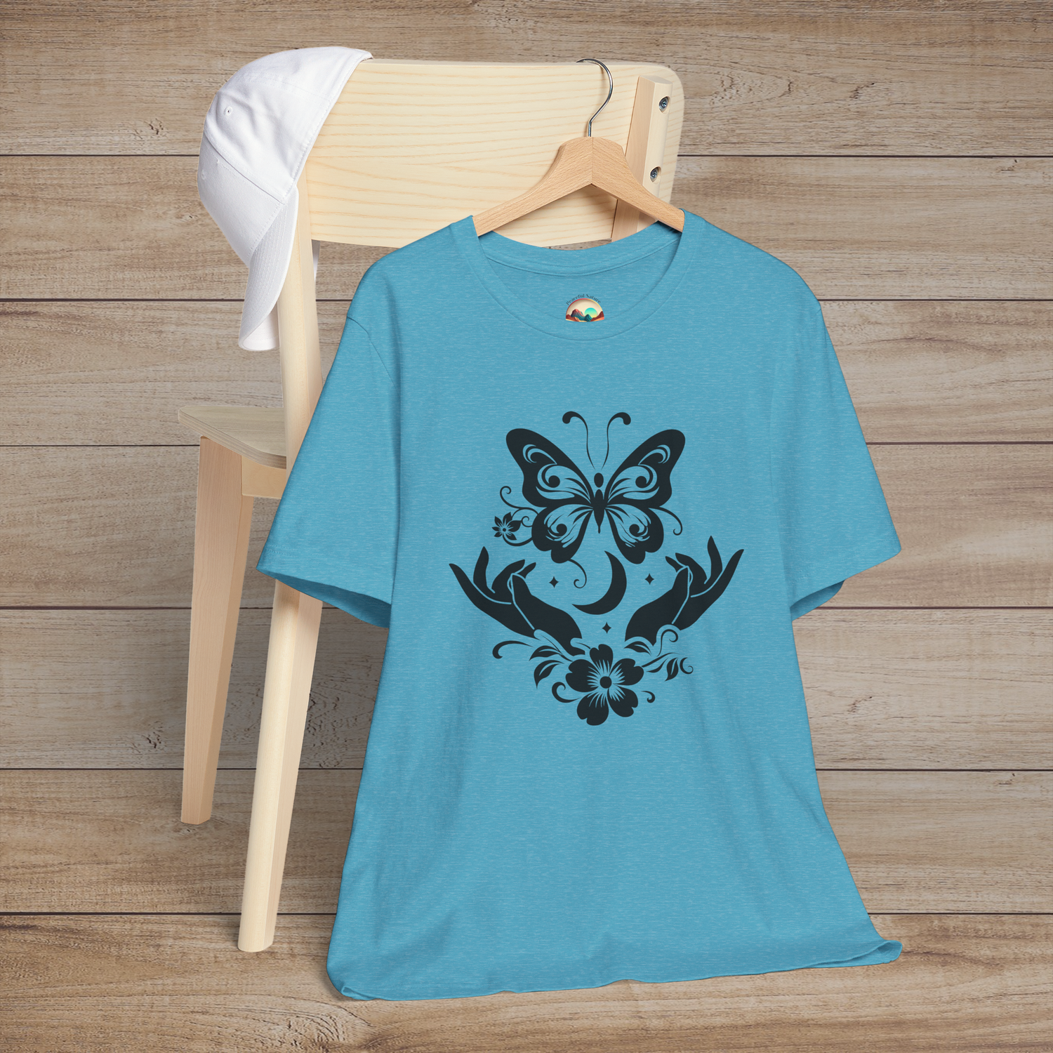 The Butterfly Release T-Shirt - A Symbol of Freedom & Transformation Heather Aqua