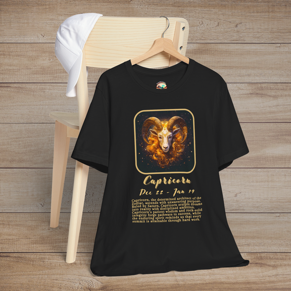 The Capricorn Zodiac T-Shirt – Ambitious & Resilient Astrology Tee Black