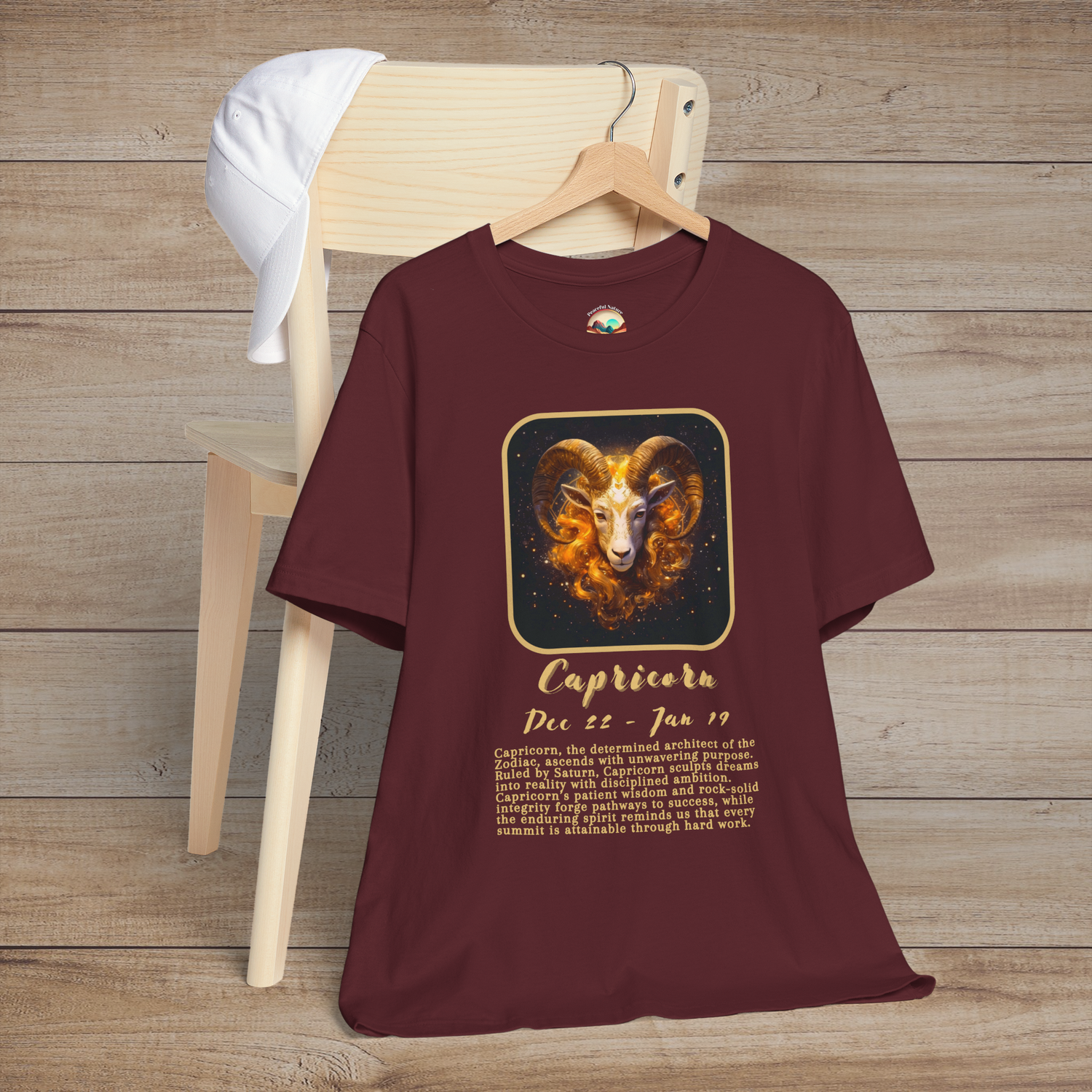 The Capricorn Zodiac T-Shirt – Ambitious & Resilient Astrology Tee Maroon