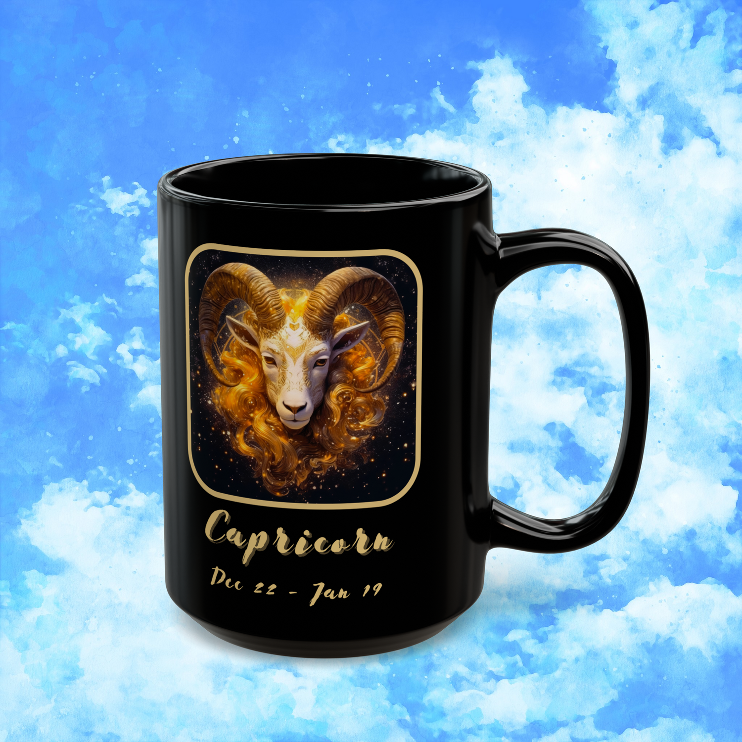 Capricorn Zodiac Astrology Mug 15 oz right view showcasing Capricorn’s leadership, success, and goals