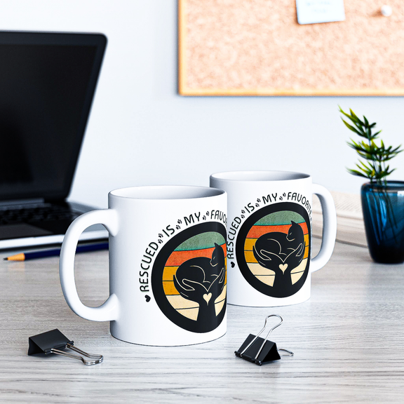 Rescued Is My Favorite Breed – Cat Rescue Ceramic Mug (11oz & 15oz)