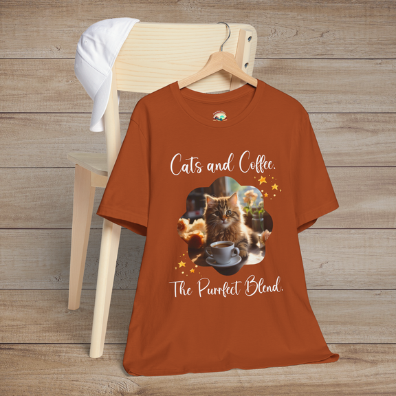 The Cats & Coffee Purrfect Blend T-Shirt – Funny & Cozy Tee Autumn