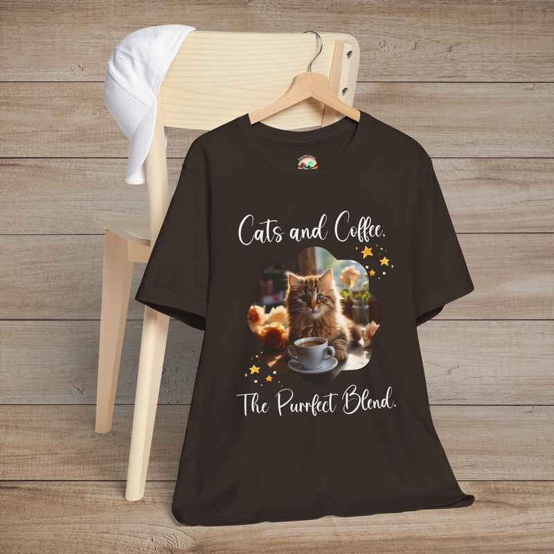 The Cats & Coffee Purrfect Blend T-Shirt – Funny & Cozy Tee Brown