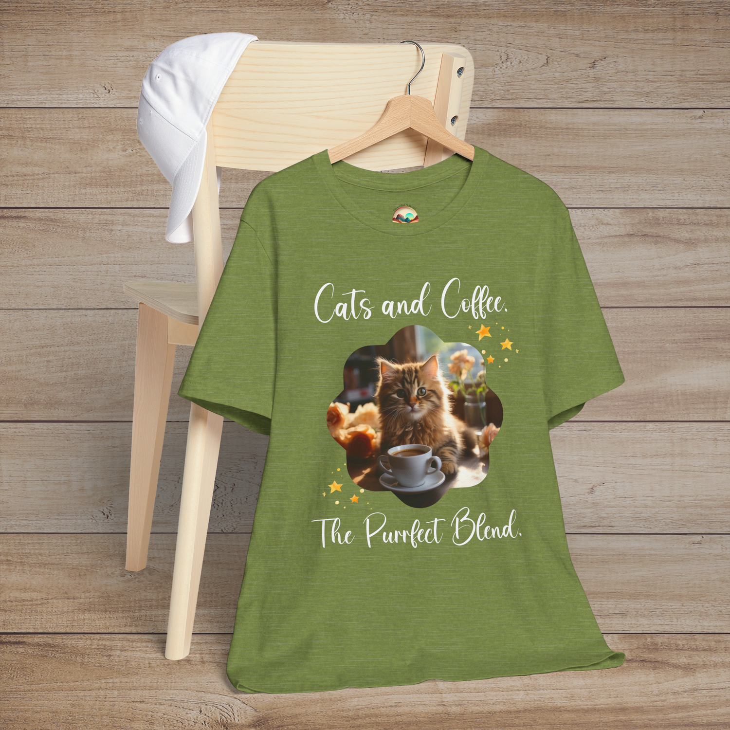 The Cats & Coffee Purrfect Blend T-Shirt – Funny & Cozy Tee Heather Green