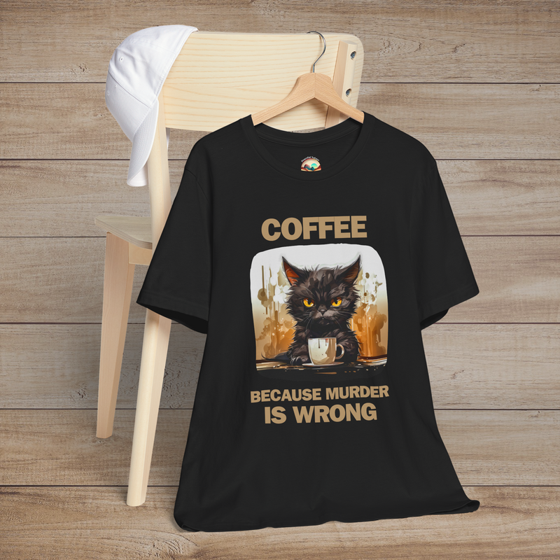 The Funny Coffee Cat T-Shirt – Hilarious & Relatable Tee Black