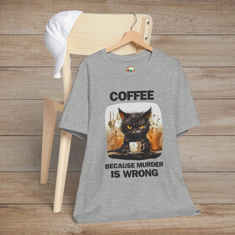 The Funny Coffee Cat T-Shirt – Hilarious & Relatable Tee Athletic Heather