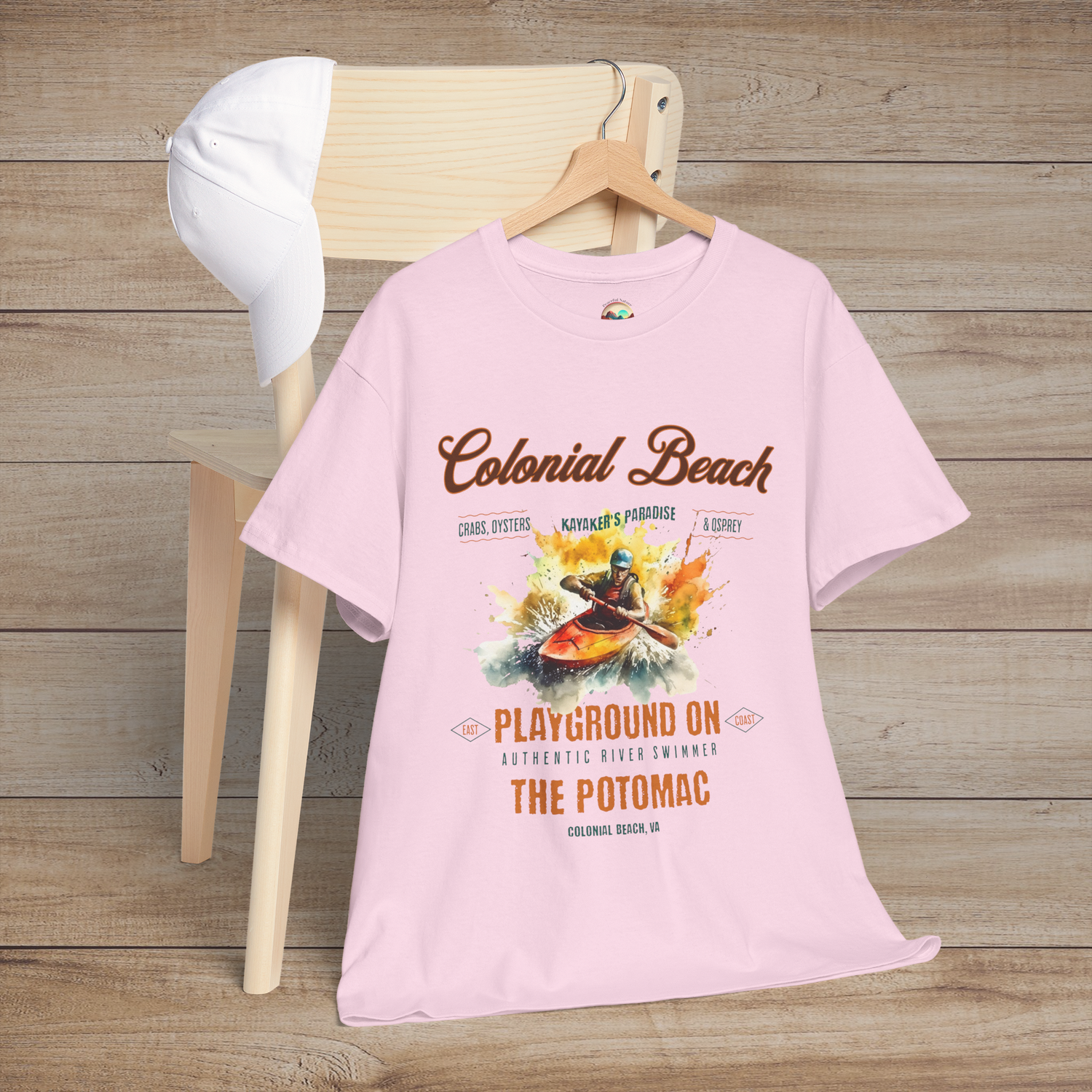 The Colonial Beach T-Shirt – Playground on the Potomac Regular Fit Tee Light Pink