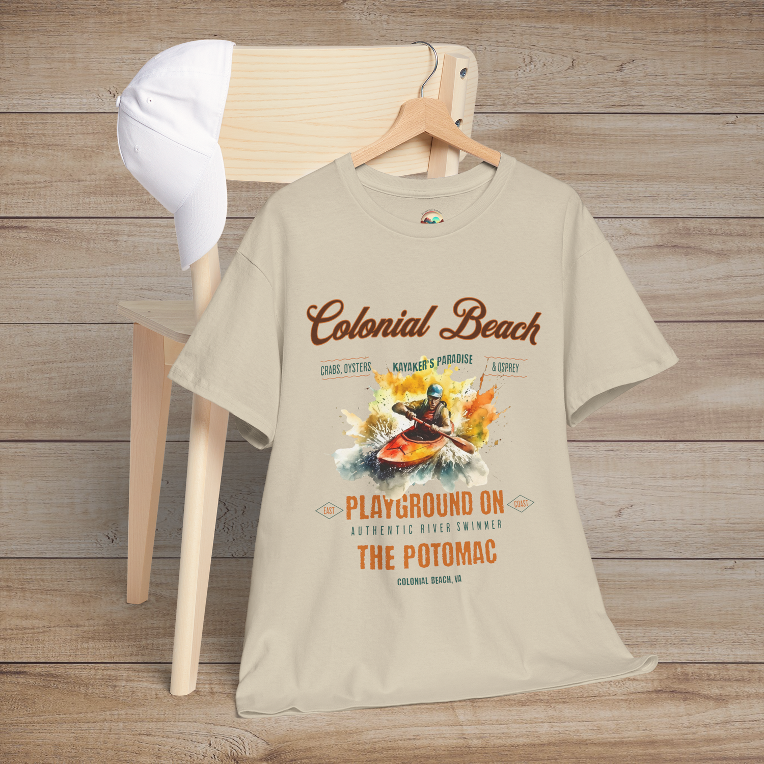 The Colonial Beach T-Shirt – Playground on the Potomac Regular Fit Tee Sand