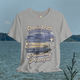 colonial beach winter vibes heather grey premium t-shirt hanging by the water