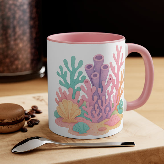 🌊 Ocean Bloom: Coral Reef Ceramic Mug – A Colorful Undersea Escape with Every Sip 🌺🐚 11oz Pink
