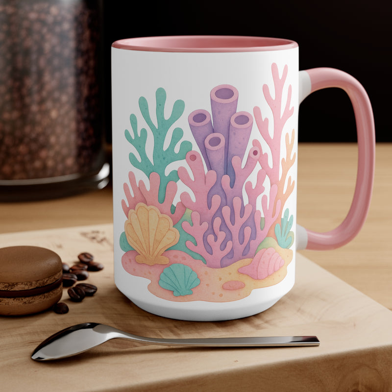 🌊 Ocean Bloom: Coral Reef Ceramic Mug – A Colorful Undersea Escape with Every Sip 🌺🐚 15oz Pink