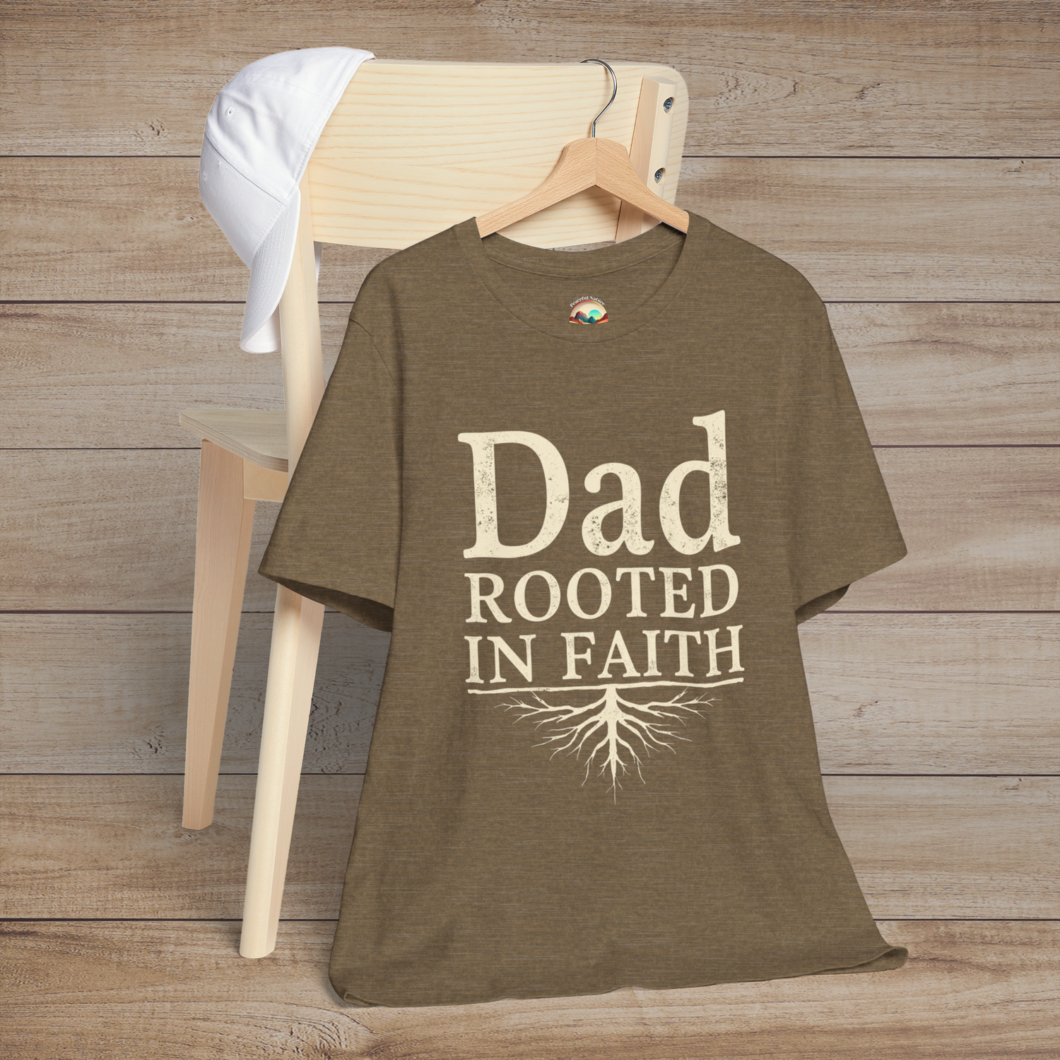 🌳 “Dad Rooted in Faith” Premium Tee - Rooted in Love, Grounded in Faith Heather Olive