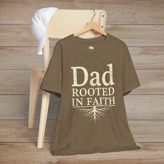 🌳 “Dad Rooted in Faith” Premium Tee - Rooted in Love, Grounded in Faith Heather Olive