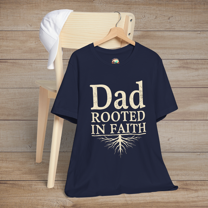 🌳 “Dad Rooted in Faith” Premium Tee - Rooted in Love, Grounded in Faith Navy