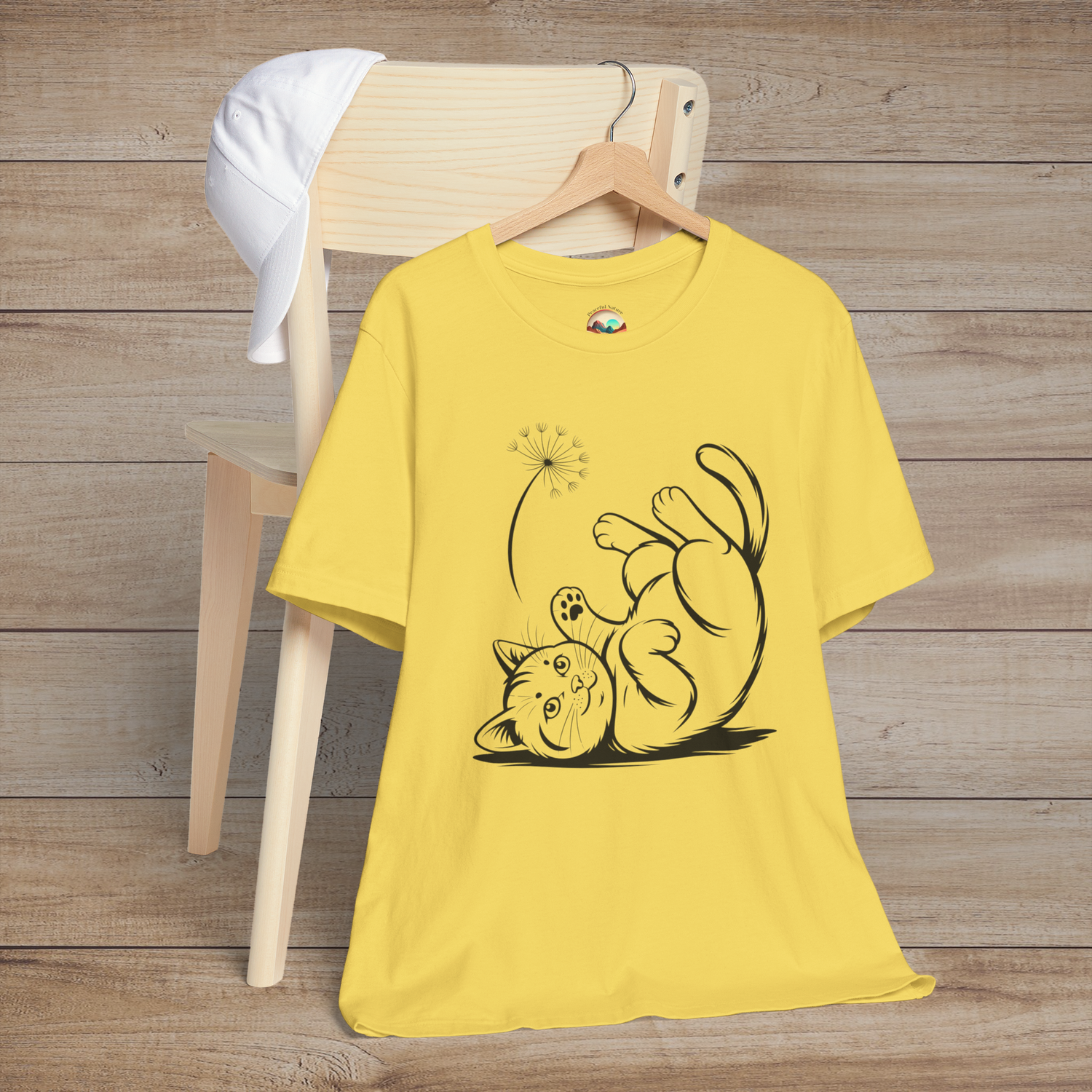 🐾 Dandelion Whiskers – Premium Playful Cat Graphic Tee Maize Yellow