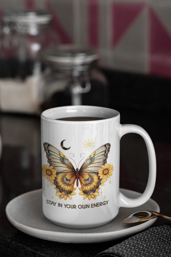 The Energy and Intention Mug – Mindfulness & Positivity Ceramic Coffee Cup 15oz