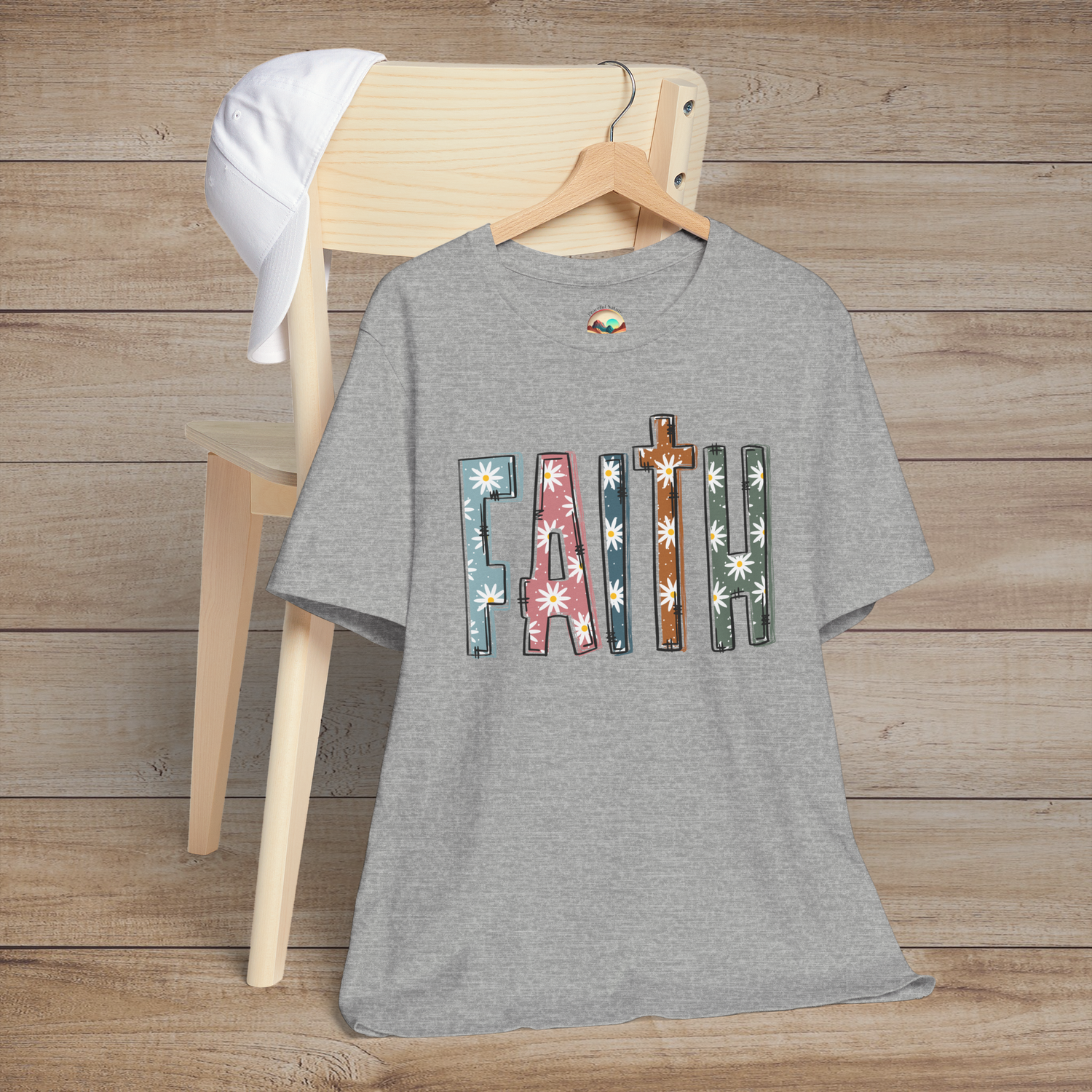 Faith in Bloom – Premium Floral Block Letter Graphic Tee 🌼 Athletic Heather
