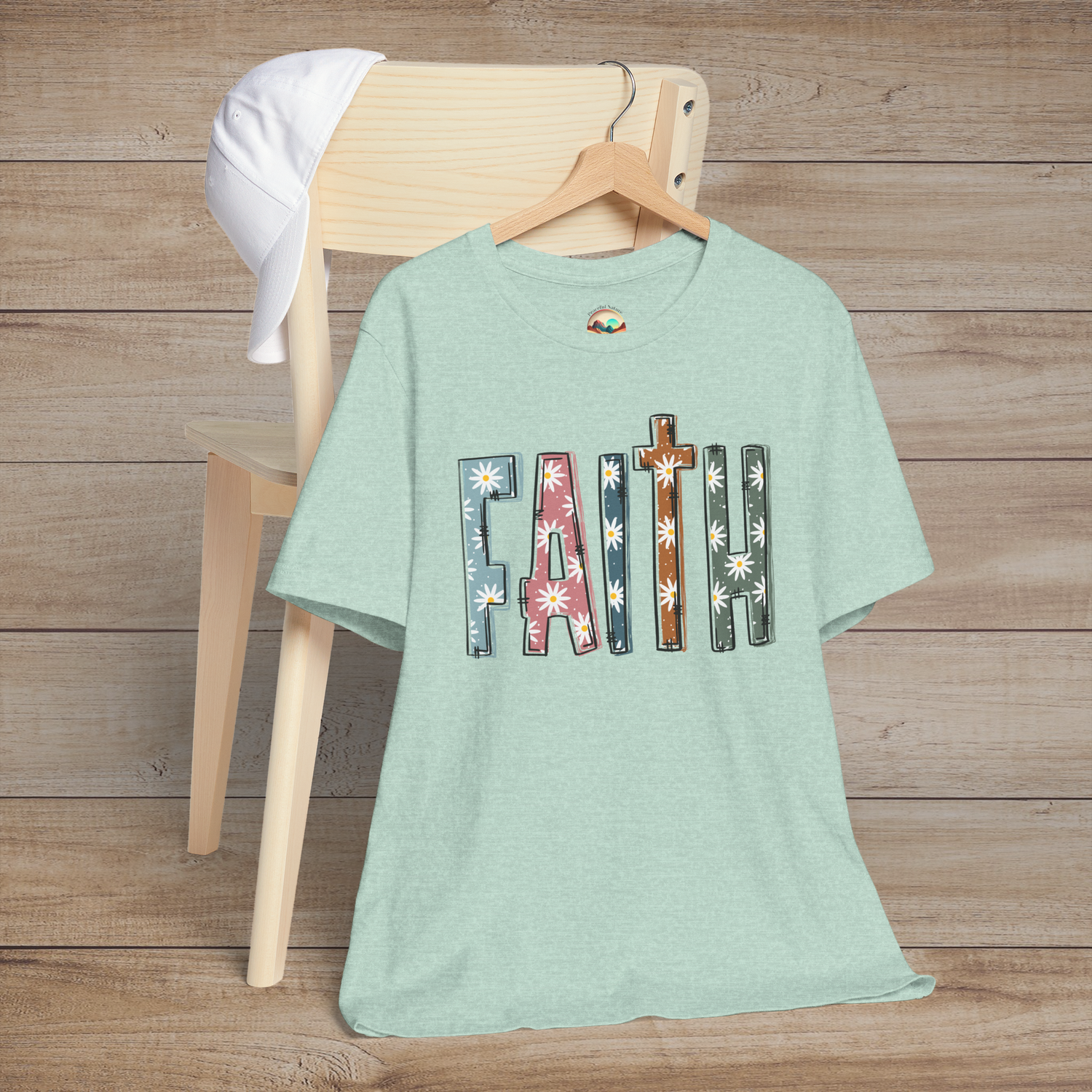 Faith in Bloom – Premium Floral Block Letter Graphic Tee 🌼 Heather Prism Mint