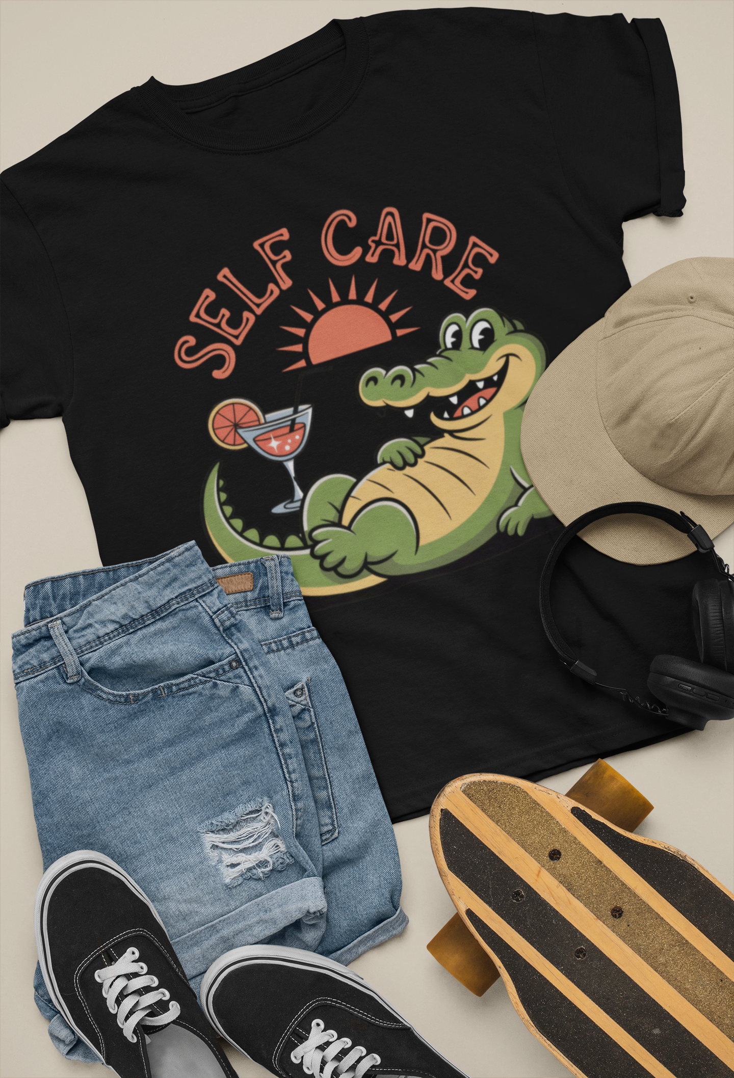 Self Care – Premium Relaxed Alligator Graphic Tee