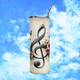 Front view of Floral Music Note 20oz stainless-steel tumbler featuring treble clef surrounded by pink and red flowers on ivory background – Peaceful Nature Designs