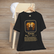 Black Gemini Zodiac T-Shirt with a gold twins symbol, birth dates, and traits of adaptability and curiosity