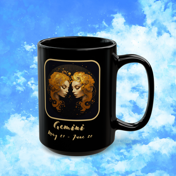 Gemini Zodiac Astrology Mug 15 oz right view showcasing adaptable and social Gemini qualities