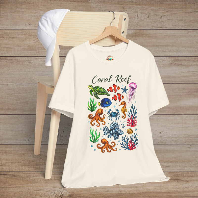 🐠 Coral Reef Celebration – Premium Ocean Life Graphic Tee Natural