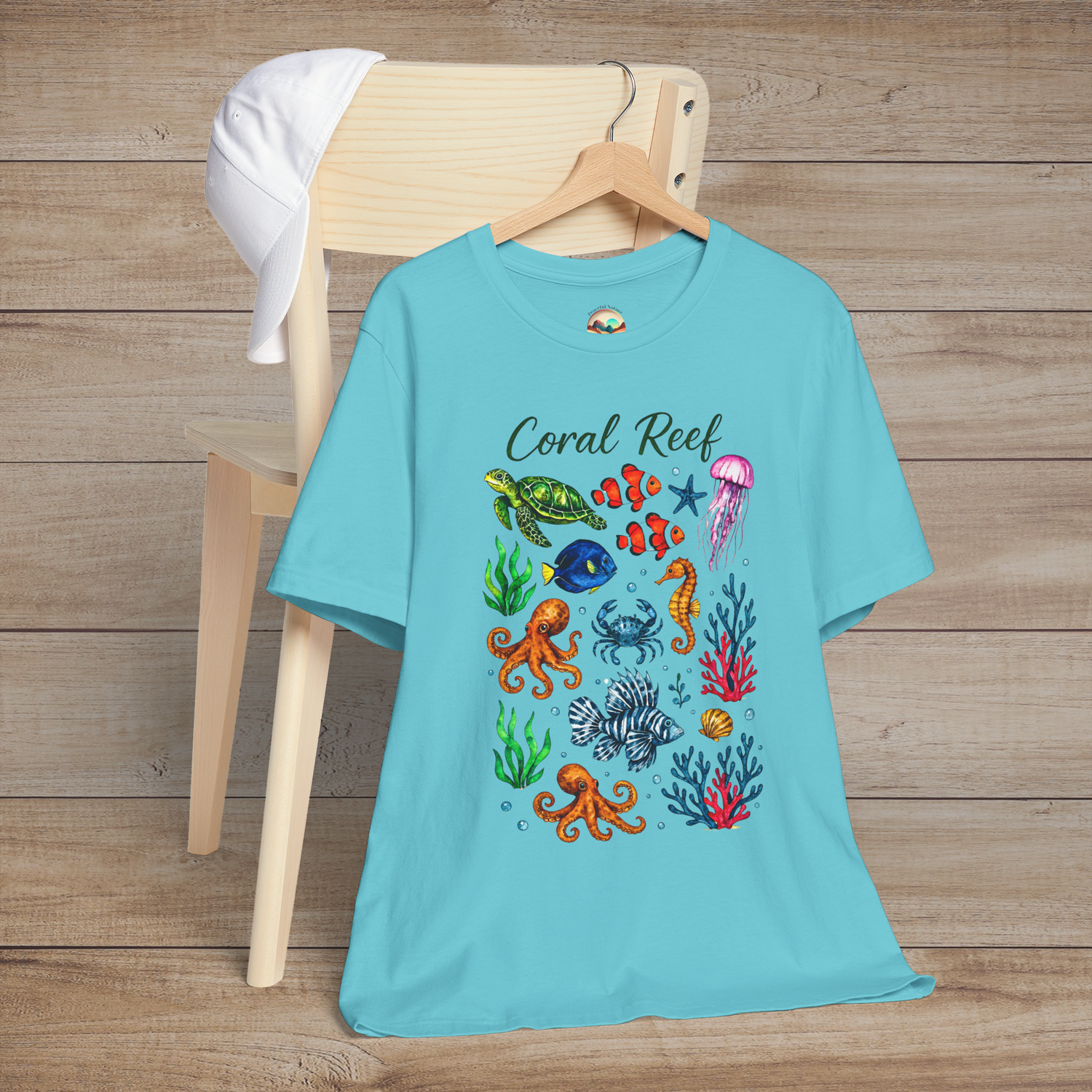 🐠 Coral Reef Celebration – Premium Ocean Life Graphic Tee Turquoise