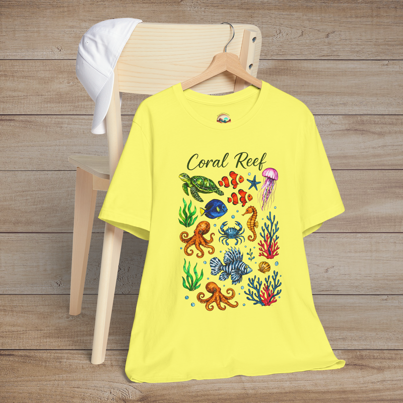 🐠 Coral Reef Celebration – Premium Ocean Life Graphic Tee Yellow