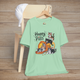 Mint green t-shirt with cute cats on Happy Pills graphic, perfect for animal lovers