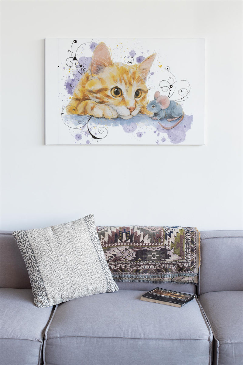 Orange Tabby Kitten Watercolor Print, Nursery Cat Art (Digital Download)
