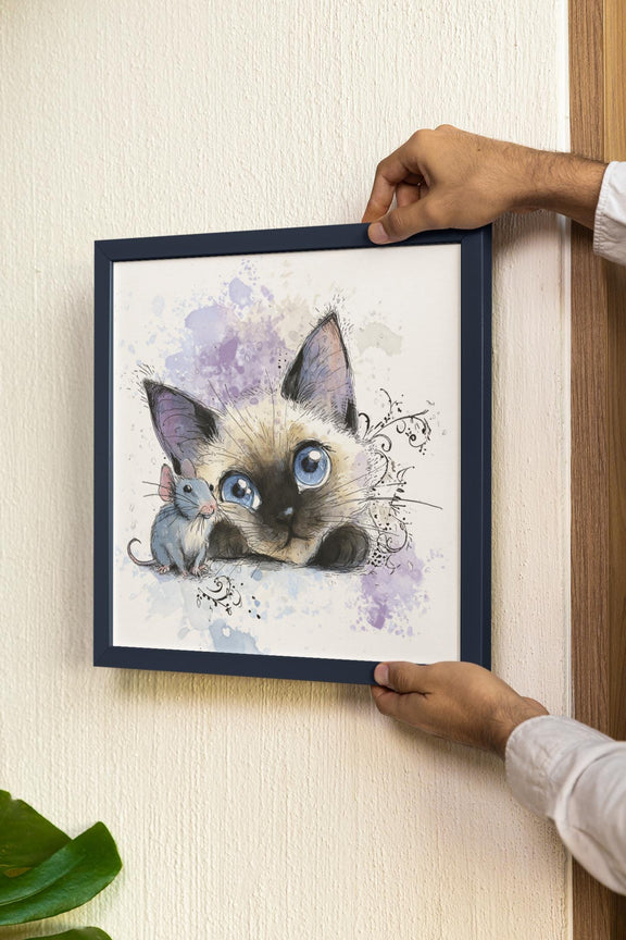 Siamese Kitten Watercolor Print, Nursery Wall Art (Digital Download)
