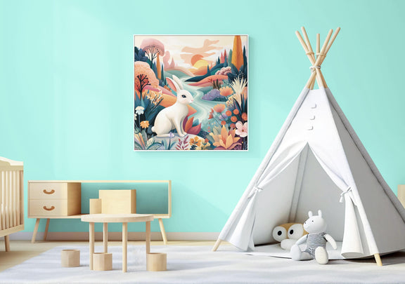 Dopamine Nursery Bunny Print – Bright Rabbit Wall Art for Baby Nursery (Digital Download)
